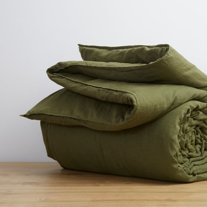 Olive, Duvet Cover, 100% French Flax Linen