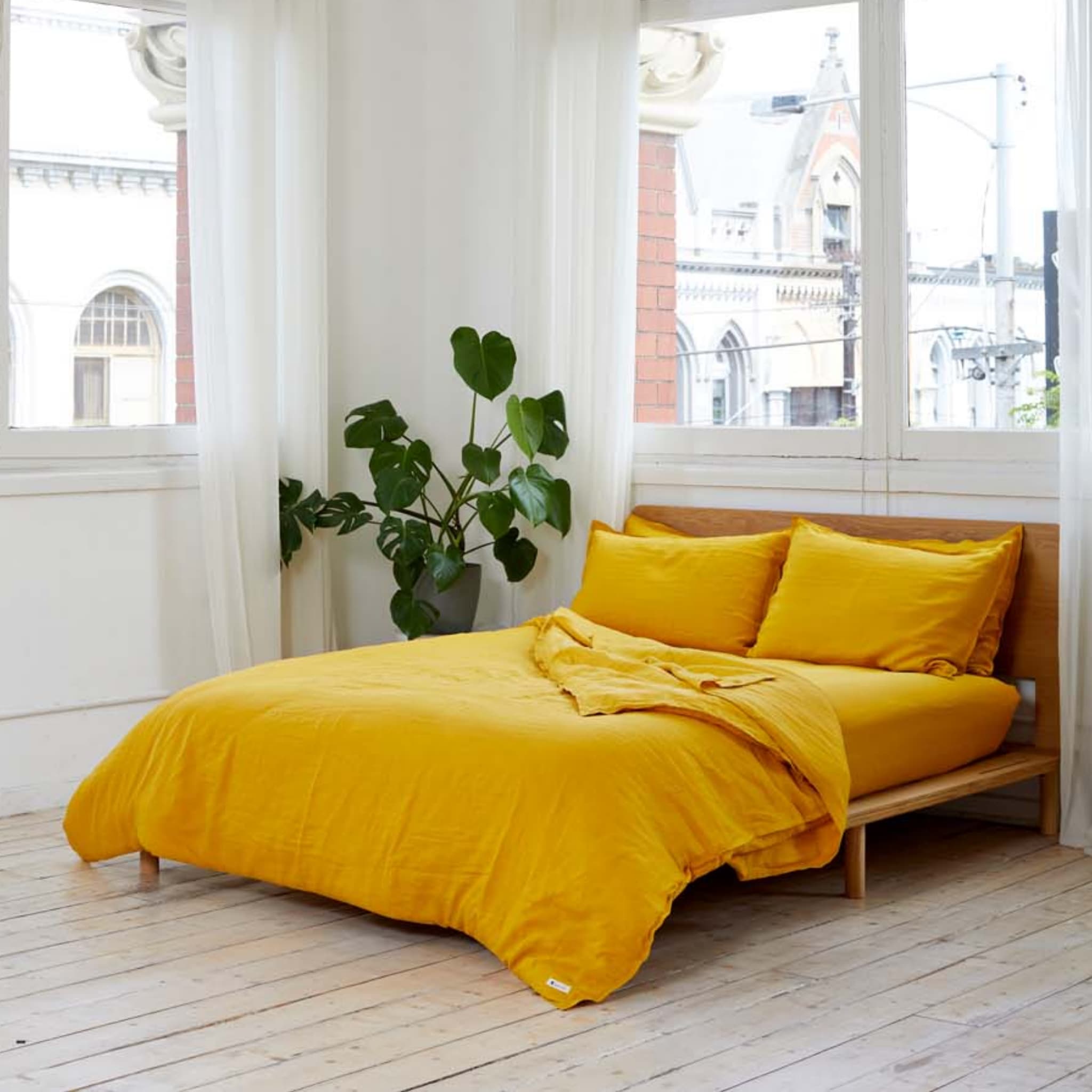 NEW Turmeric 100% French Flax Linen Duvet Cover popular Queen