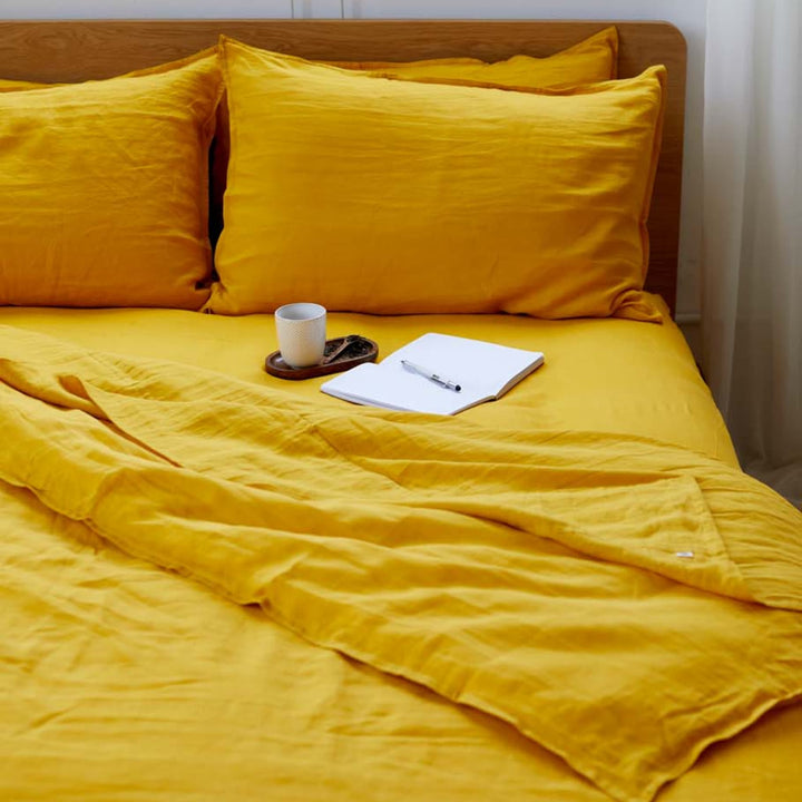 Turmeric, Duvet Cover, 100% French Flax Linen