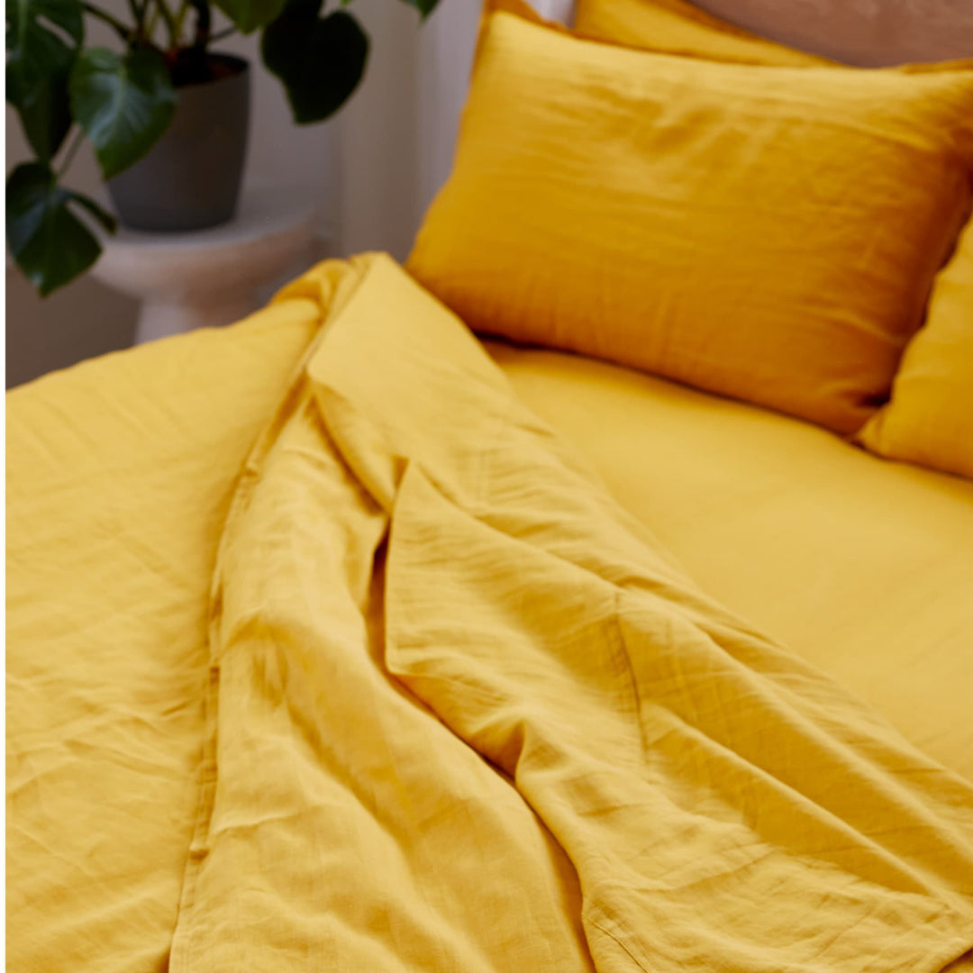 Turmeric, Duvet Cover Set, 100% French Flax Linen