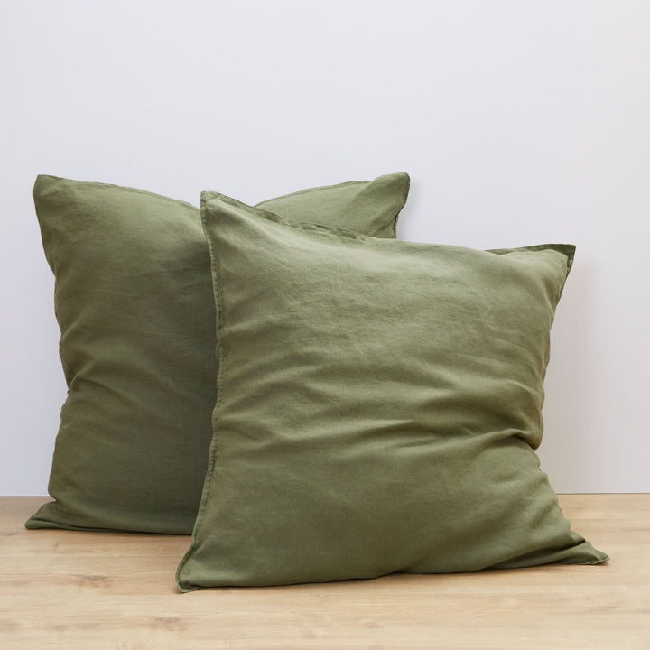 Olive, Pillow Cover Set, 100% French Flax Linen