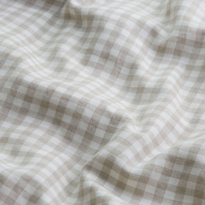 Natural Gingham, Linen Flat Sheet, 100% French Flax Linen